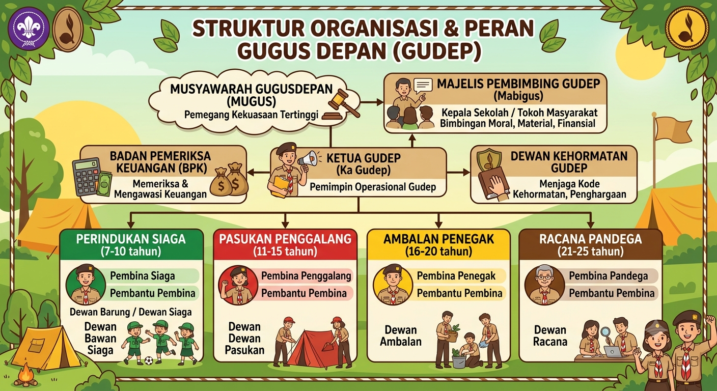 Struktur Organisasi Gugus Depan dan Penjelasannya