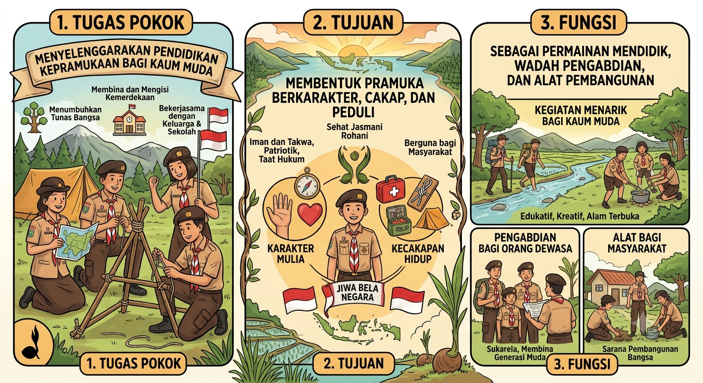 Tugas Pokok, Tujuan dan Fungsi Gerakan Pramuka